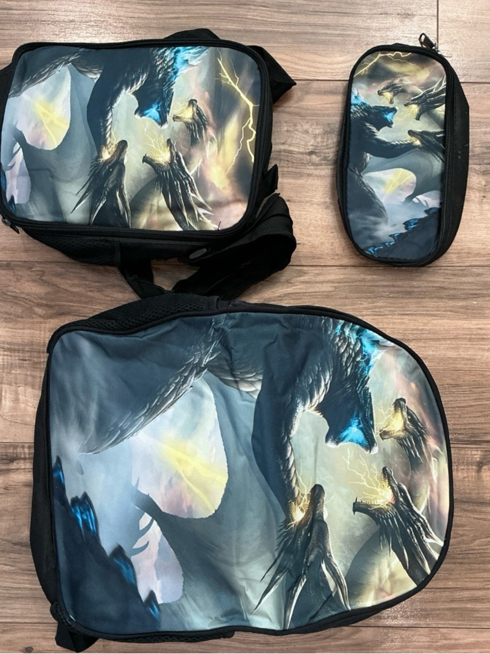 Godzilla 3-Piece Kids Backpack Set with Insulated Lunch Box & Pencil Case.
